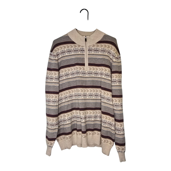 Mens Tasso Elba Cashmere Blend Sweater Size XXL Tan Striped - Picture 1 of 7